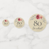 Rustic Waterverf Roos Funny 80th Birthday Confetti (Voorkanten)