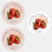 Rustic Waterverf Strawberry Jam Jar Product Label