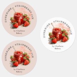 Rustic Waterverf Strawberry Jam Jar Product Label
