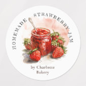 Rustic Waterverf Strawberry Jam Jar Product Label (Design 2)