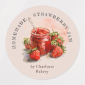 Rustic Waterverf Strawberry Jam Jar Product Label (Design 1)