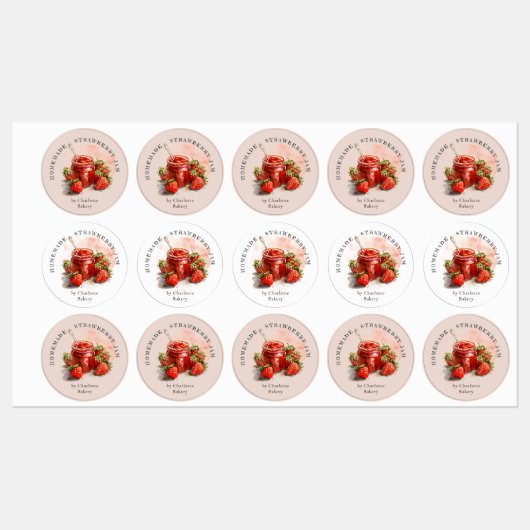 Rustic Waterverf Strawberry Jam Jar Product Label (Vel)