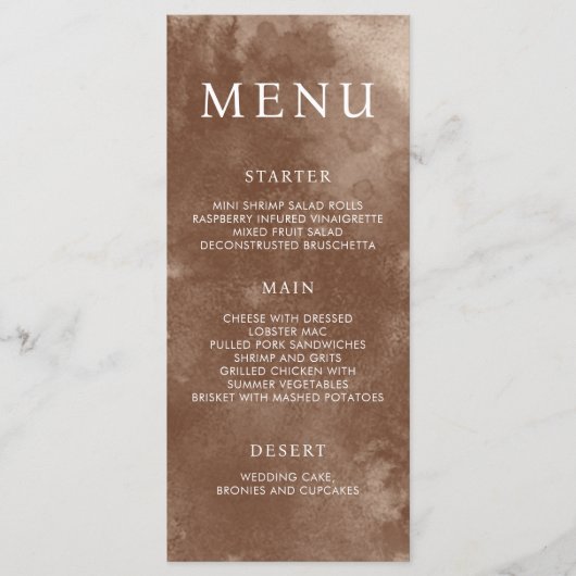 Rustic Waterverf Wild Greenery Fern Wedding Menu (Voorkant)