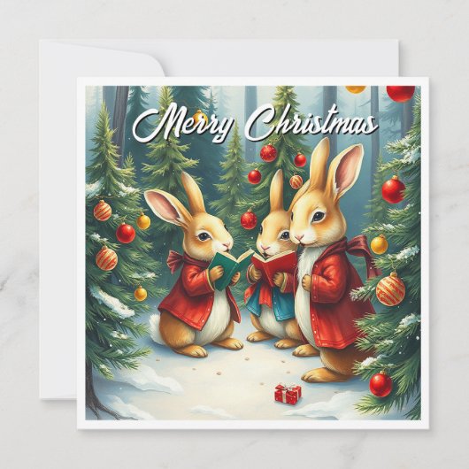 Rustic Waterverf Winter Dennen Bomen Kerstliedjes  Feestdagenkaart (Voorkant)