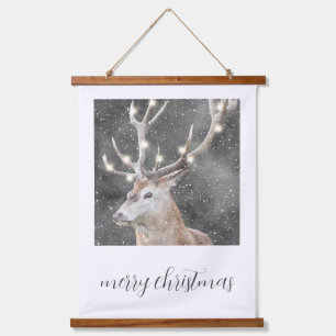 Rustic Waterverf Winter Hert Kerstmis Hangend Wandkleed
