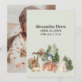 Rustic Waterverf Woodland - Aankondiging geboorte (Voorkant / Achterkant)