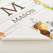 Rustic Waterverf Woodland Animals Gepersonaliseerd Sherpa Deken (3/4)