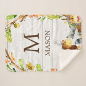 Rustic Waterverf Woodland Animals Gepersonaliseerd Sherpa Deken (Voorkant (horizontaal))