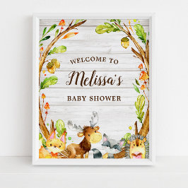 Rustic Waterverf Woodland Animals Welkom Poster