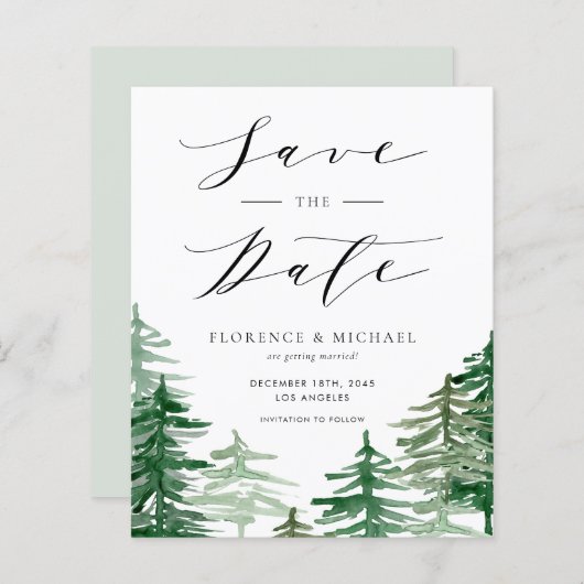 Rustic Waterverf Woodland Forest Save the Date (Voorkant / Achterkant)