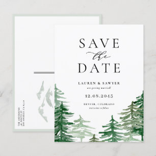Rustic Waterverf Woodland Forest Save the Date Aankondigingskaart