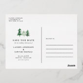 Rustic Waterverf Woodland Forest Save the Date Folie Uitnodiging Briefkaart (Achterkant)