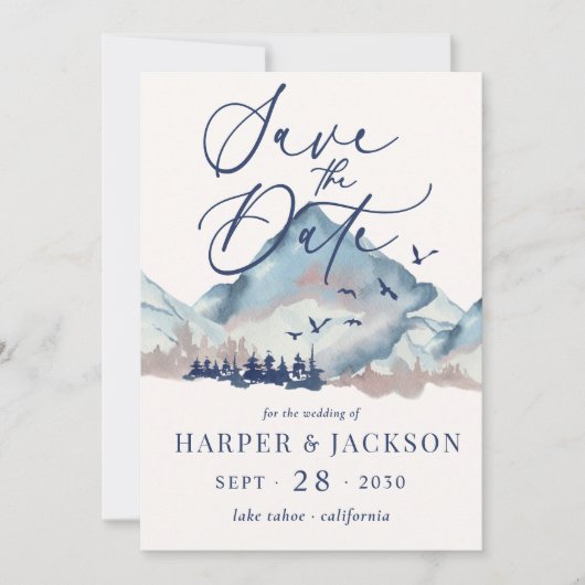 Rustic Waterverf Woodland Forest Save the Date Kaart (Voorkant)