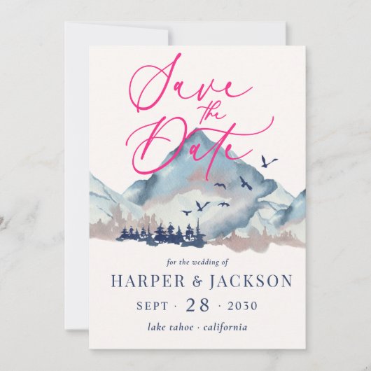 Rustic Waterverf Woodland Forest Save the Date Kaart (Voorkant)