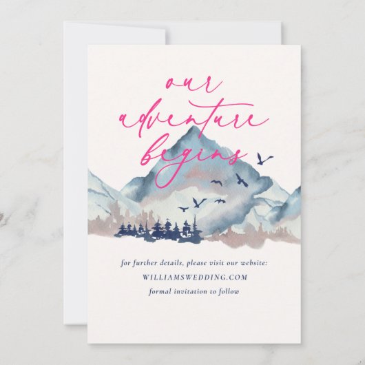 Rustic Waterverf Woodland Forest Save the Date Kaart (Achterkant)