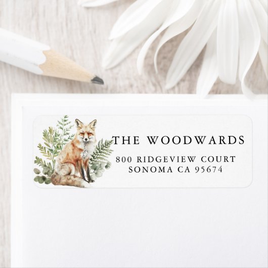 Rustic Waterverf Woodland Fox Etiket (Insitu)