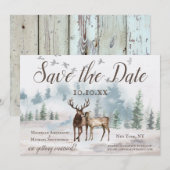 Rustic Waterverf Woodland Mountain Save the Date (Voorkant / Achterkant)