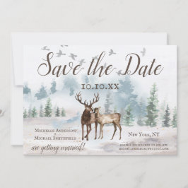 Rustic Waterverf Woodland Mountain Save the Date