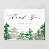 Rustic Waterverf Woodland Wedding Bedankt Briefkaart (Voorkant)