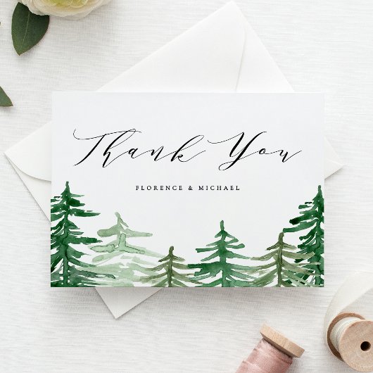 Rustic Waterverf Woodland Wedding Bedankt Briefkaart