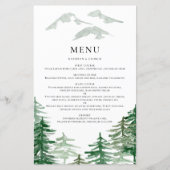 Rustic Waterverf Woodland Wedding Menu Card (Voorkant)