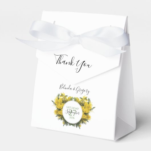 Rustic Wattle Acacia Wedding Bedankdoosjes (Voorkant Zijde)