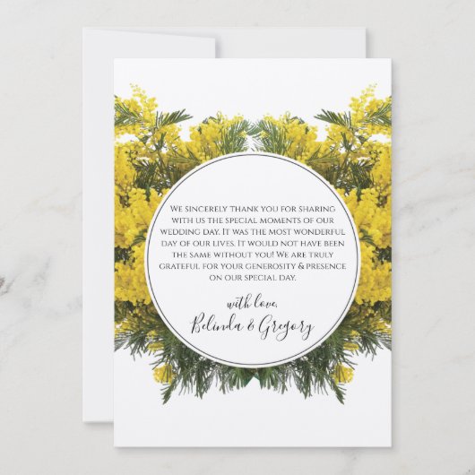 Rustic Wattle Acacia Wedding Bedankkaart (Voorkant)