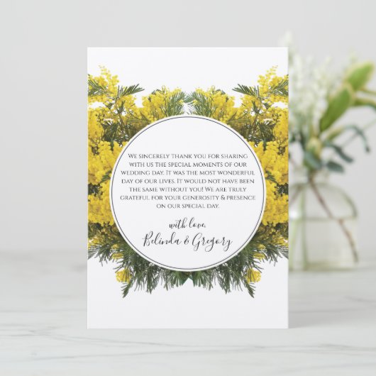 Rustic Wattle Acacia Wedding Bedankkaart (Staand voorkant)