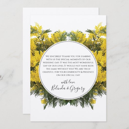 Rustic Wattle Acacia Wedding Bedankkaart (Voorkant / Achterkant)