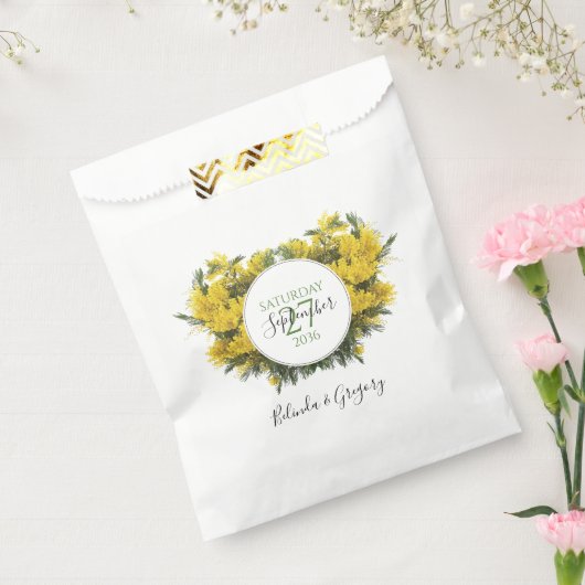 Rustic Wattle Acacia Wedding Bedankzakje (Gezegeld)