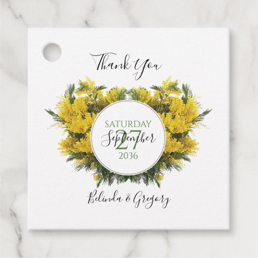 Rustic Wattle Acacia Wedding Gift Bedankjes Labels (Voorkant)