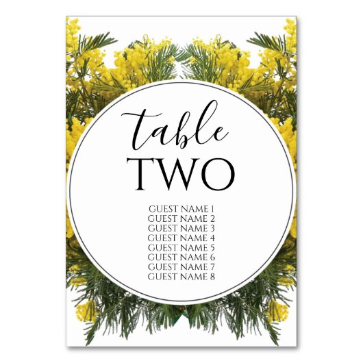 Rustic Wattle Acacia Wedding Guest Names Kaart (Voorkant)