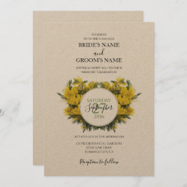 Rustic Wattle Acacia Wedding Invitations Kaart