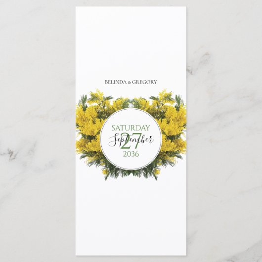 Rustic Wattle Acacia Wedding Menu (Achterkant)