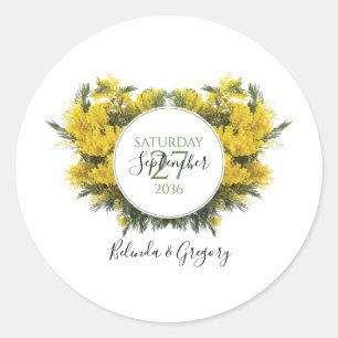 Rustic Wattle Acacia Wedding Ronde Sticker