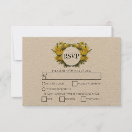 Rustic Wattle Acacia Wedding RSVP Kaarten