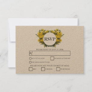 Rustic Wattle Acacia Wedding RSVP Kaarten