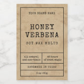 Rustic  Wax Melts Waterdicht Product Label Voedselcontainer Etiket (Enkel label)