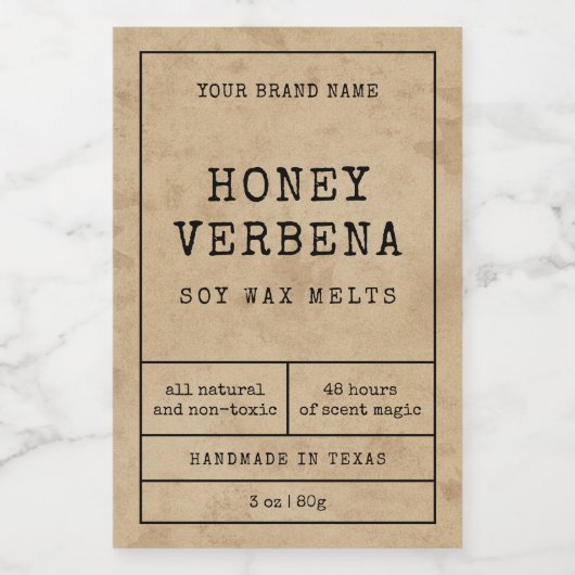 Rustic  Wax Melts Waterdicht Product Label Voedselcontainer Etiket (Enkel label)