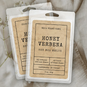Rustic  Wax Melts Waterdicht Product Label Voedselcontainer Etiket