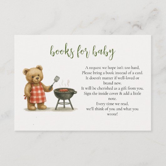 Rustic We Can Bearly BBQ Baby Shower Book Request Informatiekaartje (Voorkant)