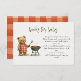 Rustic We Can Bearly BBQ Baby Shower Book Request Informatiekaartje