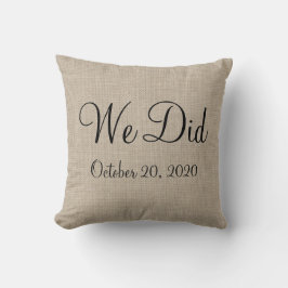 Rustic "We deden" Weddendate Pillow Kussen