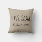 Rustic "We deden" Weddendate Pillow Kussen (Voorkant)