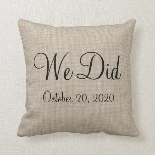 Rustic "We deden" Weddendate Pillow Kussen