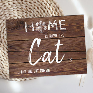 Rustic We hebben nieuwe home Cat Pet Moving verpla Aankondigingskaart