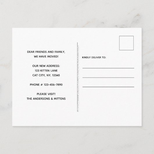 Rustic We hebben nieuwe home Cat Pet Moving verpla Aankondigingskaart (Achterkant)