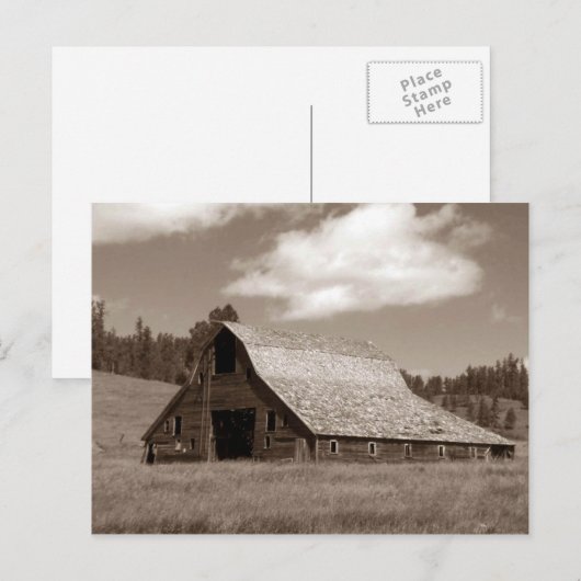Rustic Weathered Barn Sephia Briefkaart (Voorkant / Achterkant)