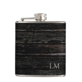 Rustic Weathered Black Wood Wedding Monogram Heupfles (Voorkant)