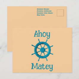 Rustic Weathered Boat Steering Wheel Photo Image Briefkaart